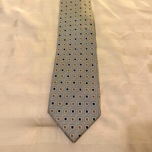 Men's Geometric Patterned Tie - Black, White, Gold